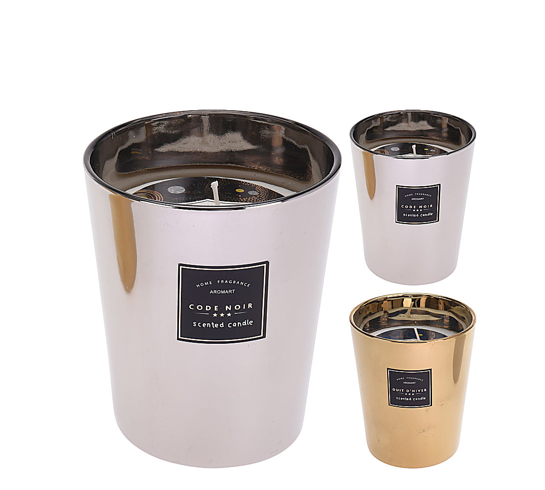 Αρωματικό κερί σε γυάλινo βάζο 2χρμ.(ασημί,χρυσό),14cm