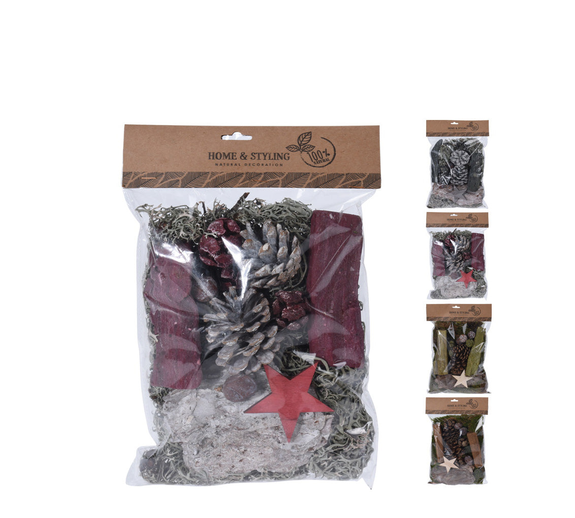 Φυσικά υλικά για χριστ/κη διακόσμηση, 4 χρώματα, 150gr.