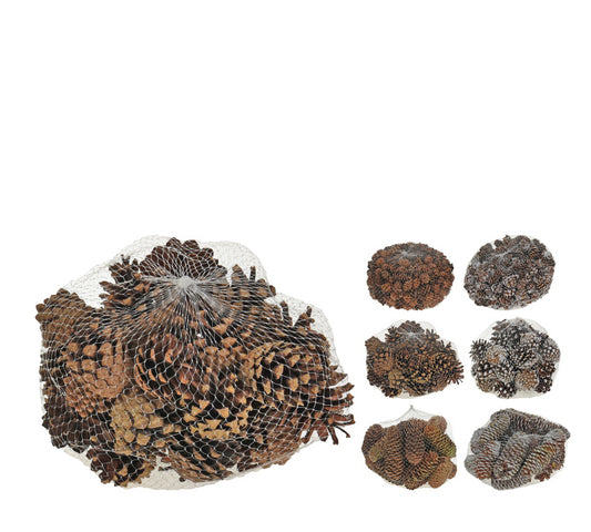 Φυσικά κουκουνάρια σε δίχτυ 300γρ σε διάφορα σχέδια