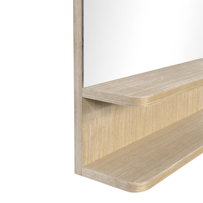 Καθρέπτης με ράφι Mensola pakoworld mdf σε φυσική απόχρωση 45.7x12.7x76.2εκ