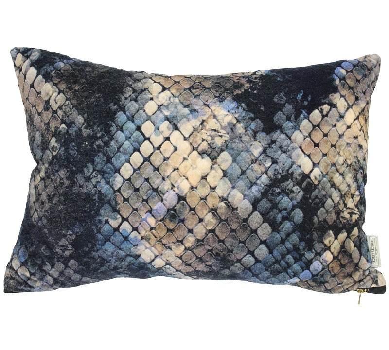 Βελούδινο μαξiλάρι "Snake" μπλε/χρυσό, 40x60cm