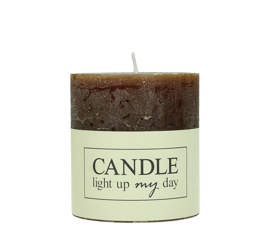 Κερί κορμός σαγρέ καφέ 7x7x7.5cm