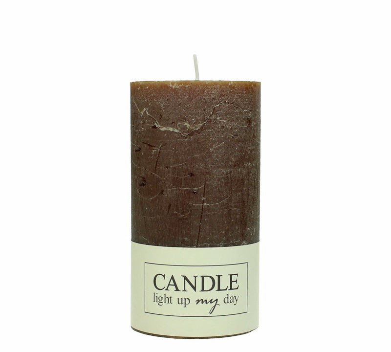 Κερί κορμός σαγρέ καφέ 7x7x13cm