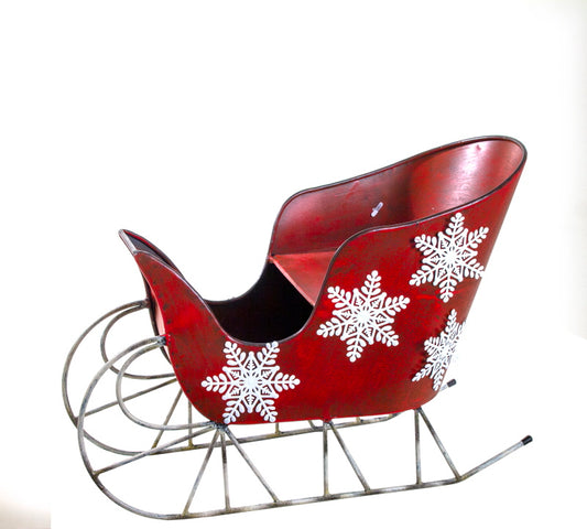 Κόκκινο έλκηθρο με λευκά εντελβάις,54x38cm