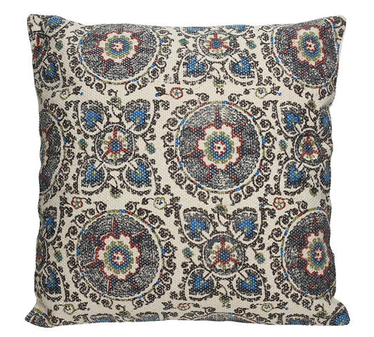 Μαξιλάρι cotton εκρού/μπλέ σχ."Nain", 50x50cm