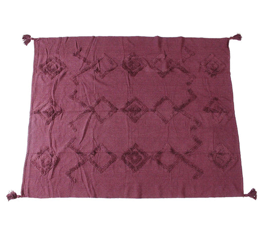 Ριχτάρι cotton σχ.ρόμβος, μπορντώ,130x170cm