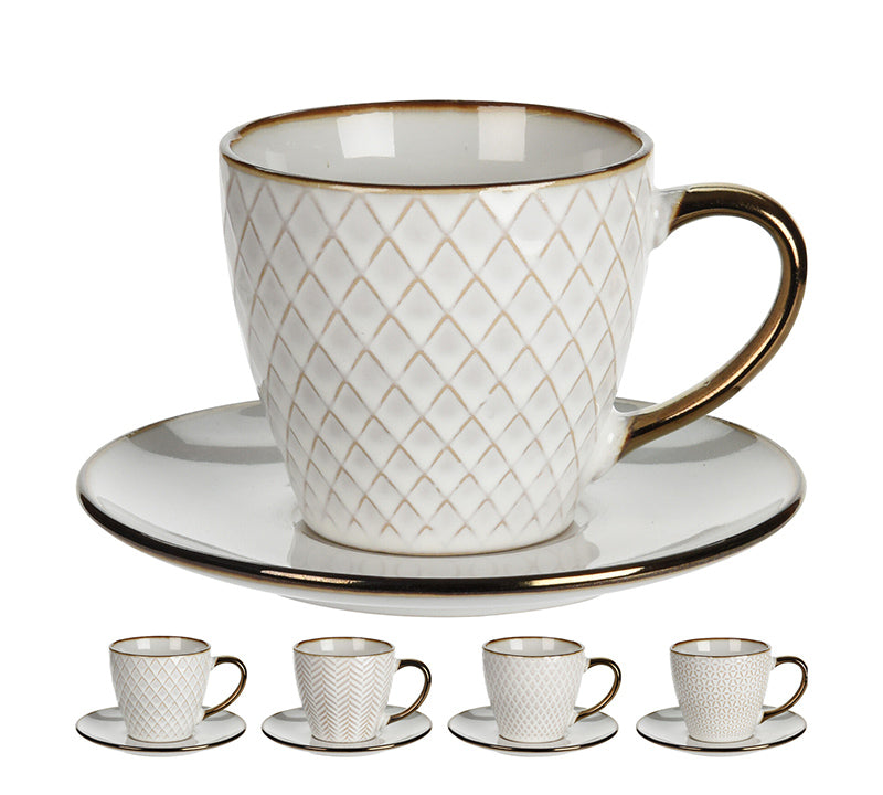 Φλυτζάνι & πιάτο τσαγιου,210ml με επίχρυση διακόσμηση, 4σχδ.
