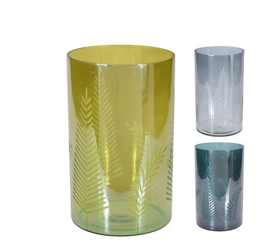 Γυαλινο φανάρι "glazed" σε 3 αποχρώσεις.,15χ25cm