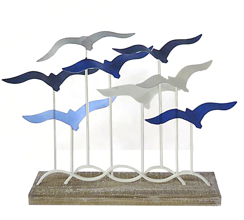 Διακοσμητικοί "Γλαροι" σε stand εκρού/γαλάζιο/μπλε χρ.,61.5x48cm