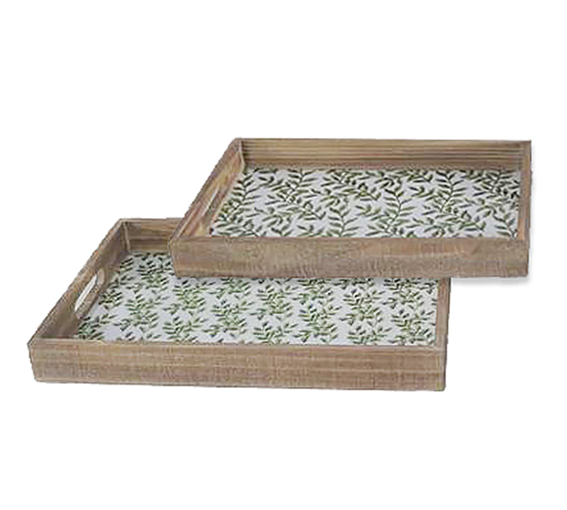 Σ/2 ξύλινοι παραλ/μοι δισκοι καφέ/πράσινο 40/47cm