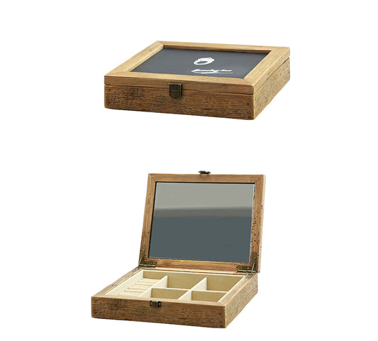 Μπιζουτιέρα ξύλινη με γυαλί,30x24x7cm