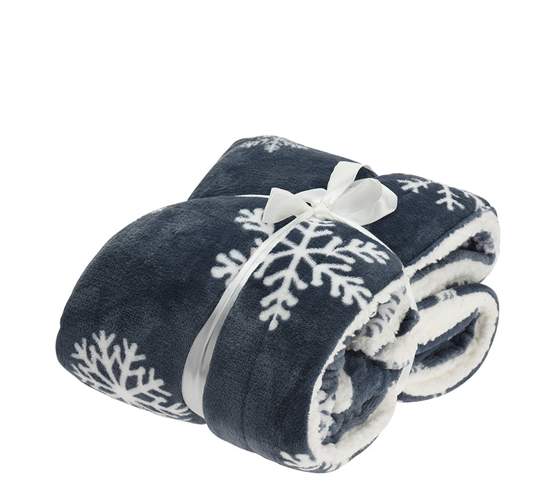 Ριχτάρι fleece & sheepskin, μπλε με εντελβαις,150x130cm