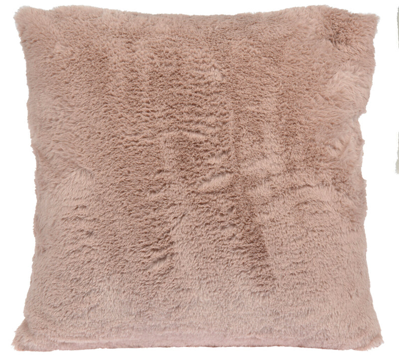 Μαξιλάρι συνθετική γούνα λαγού 2χρ.,ροζ&κρεμ,45x45cm