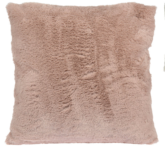 Μαξιλάρι συνθετική γούνα λαγού 2χρ.,ροζ&κρεμ,45x45cm