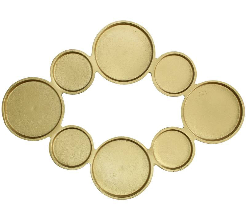 Οβάλ επιτραπέζια βάση αλουμινίου 8 κεριά χρυσή 30x45cm