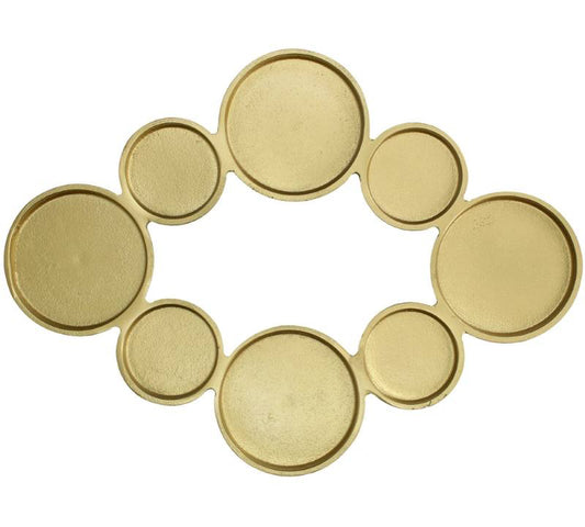 Οβάλ επιτραπέζια βάση αλουμινίου 8 κεριά χρυσή 30x45cm