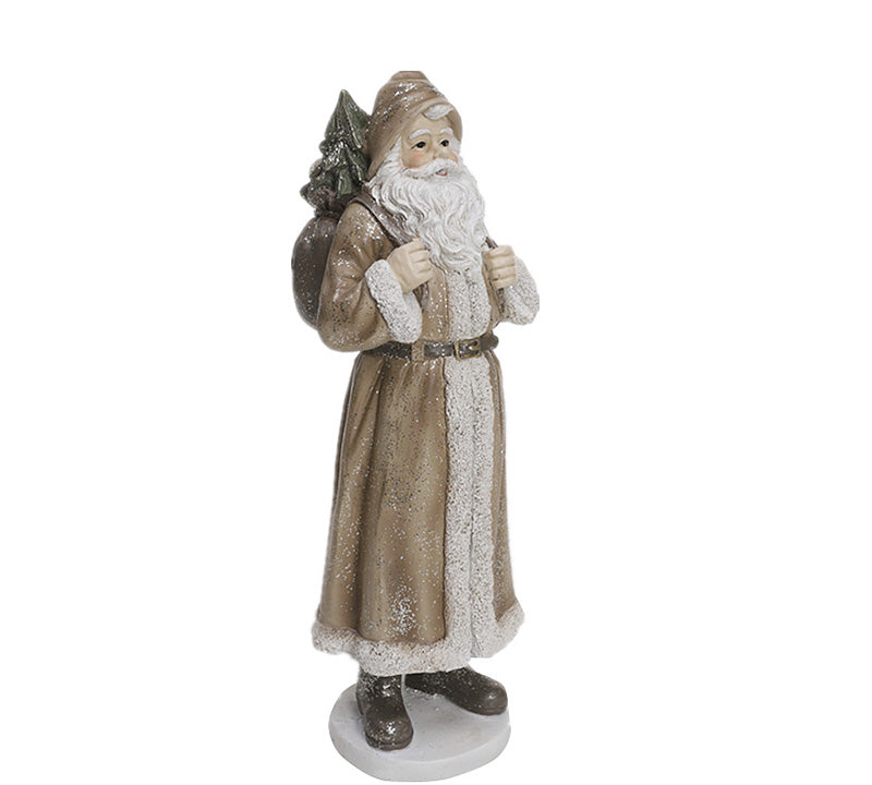 Αγ.Βασίλης με σάκο&έλατο καφέ/εκρού,31cm