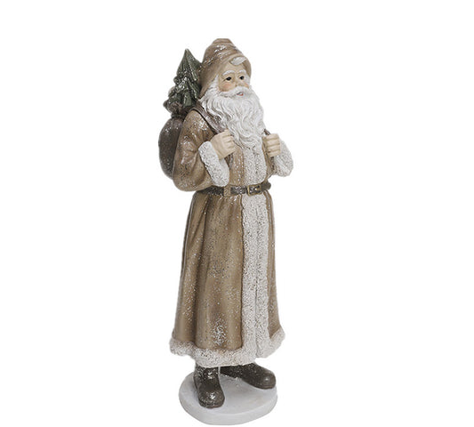 Αγ.Βασίλης με σάκο&έλατο καφέ/εκρού,31cm
