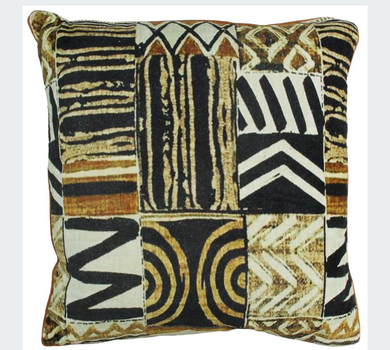 Μαξιλάρι tribal, λαδί/καφέ, 45x45cm