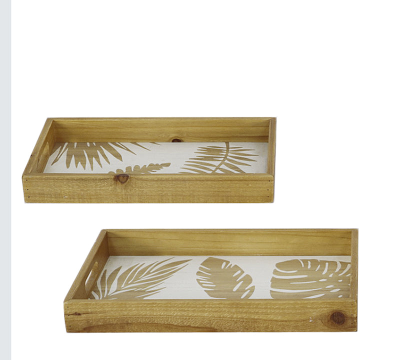 Ξύλινοι δίσκοι Σ/2, με ανάγλυφο φύλλο monstera