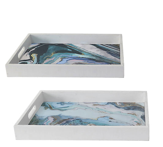 Ξύλινοι δίσκοι Σ/2, σχ.μάρμαρο, 47/40cm