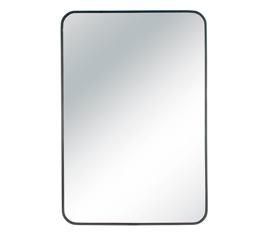 Καθρέπτης αλουμινίου, στρογγ. γωνίες,μαύρο χρ.,61x91cm