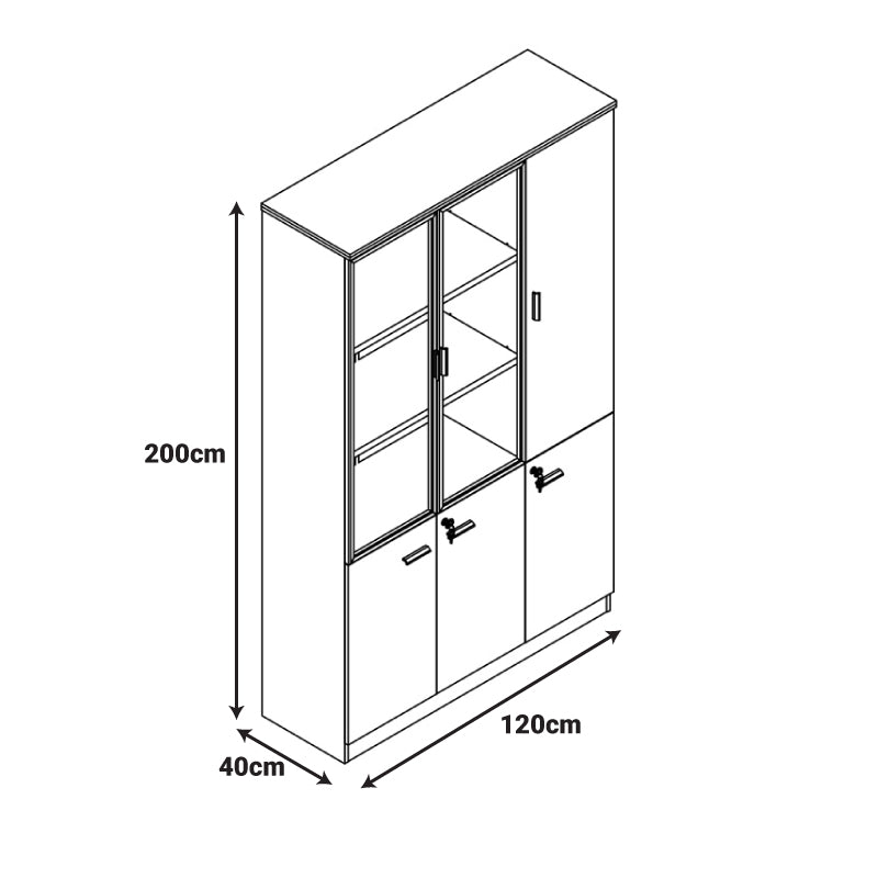 Ντουλάπα γραφείου επαγγελματική Oscar pakoworld σε καρυδί-ανθρακί απόχρωση120x40x200εκ