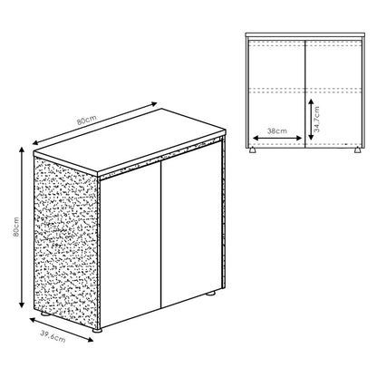 Ντουλάπια γραφείου χαμηλά επαγγελματικά Oscar pakoworld καρυδί-ανθρακί 200x40x80εκ