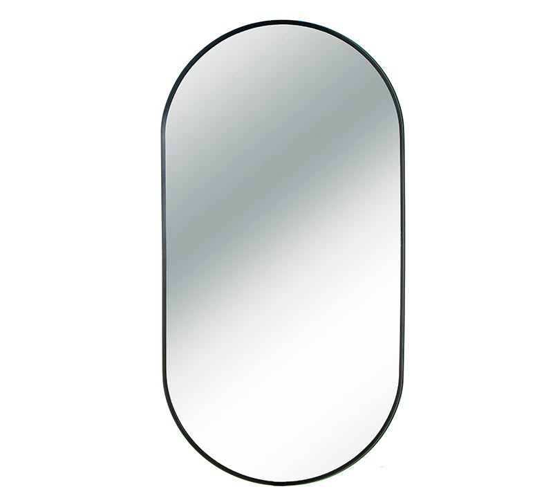 Καθρέπτης αλουμινίου, σχ. "κάψουλα" μαύρο χρ.,50x100cm