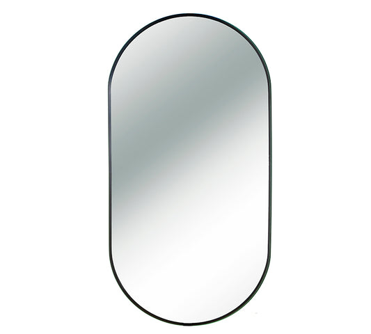 Καθρέπτης αλουμινίου, σχ. "κάψουλα" μαύρο χρ.,50x100cm