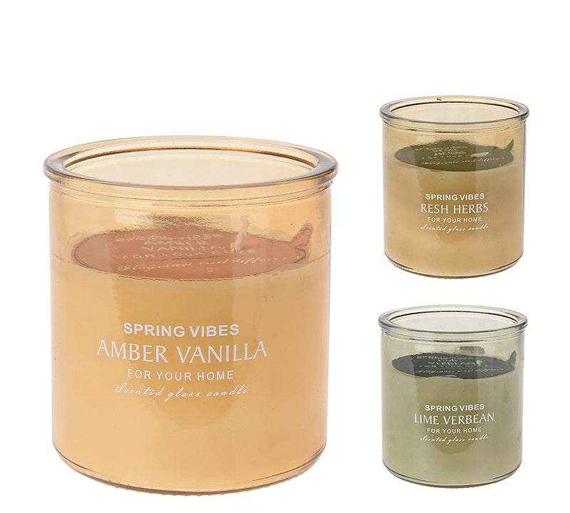 Κερί σε γυάλα, 3 αρώματα & χρώματα,10x10cm