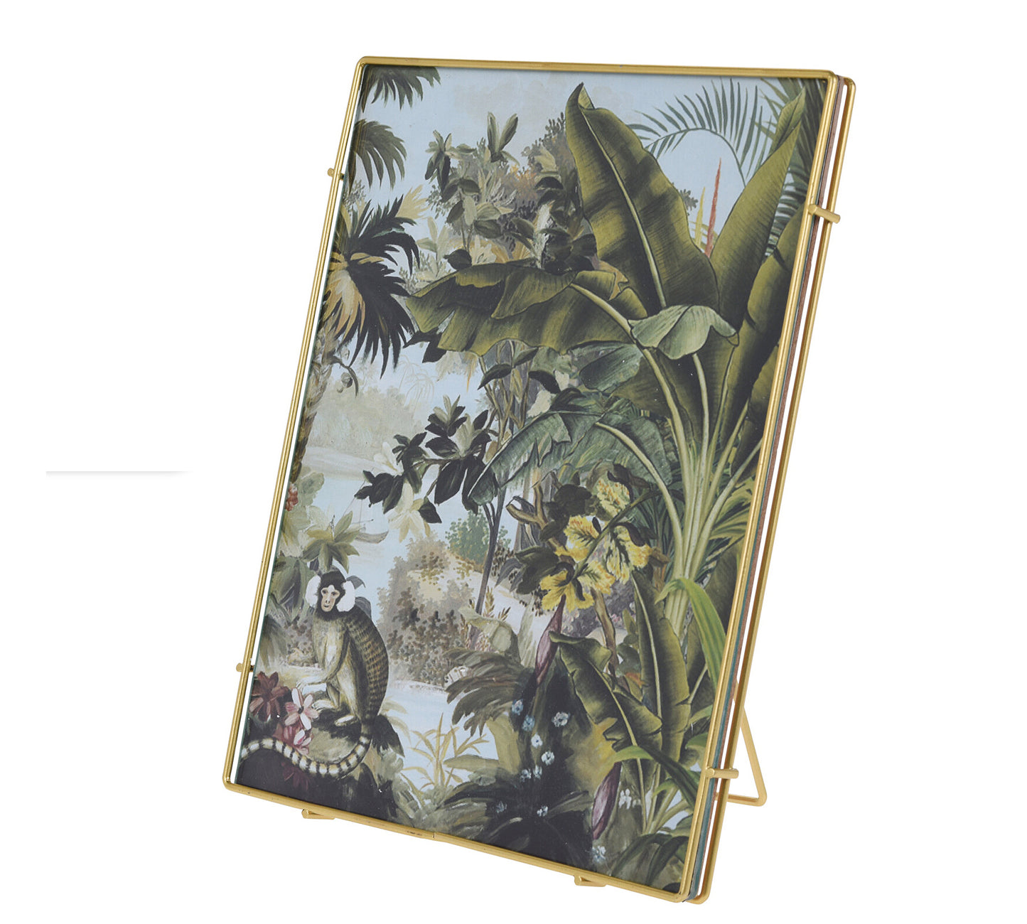 Φωτ/θήκη (13x18) χρυσή κορνίζα & τροπικό θέμα,20x25cm