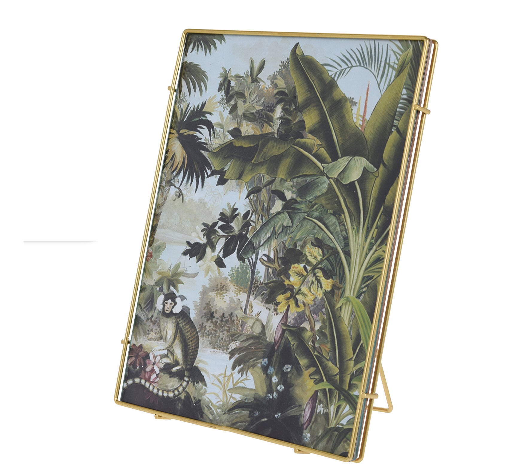Φωτ/θήκη (13x18) χρυσή κορνίζα & τροπικό θέμα,20x25cm