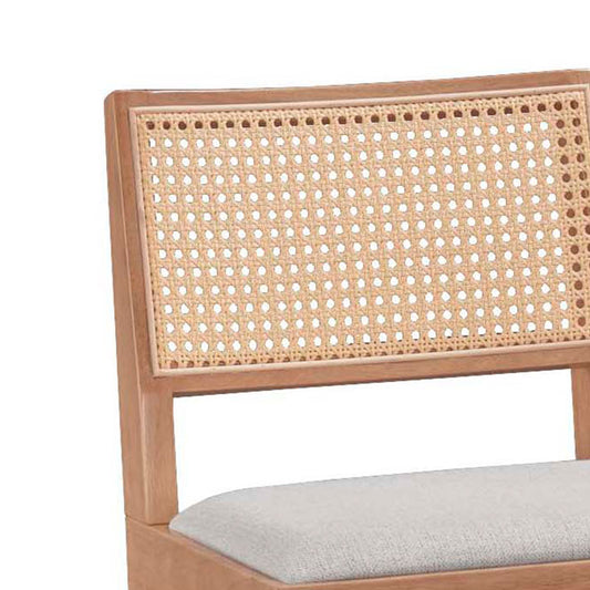 Σκαμπό bar Winslow pakoworld ξύλο rubberwood ανοικτό καρυδί-pvc rattan φυσικό-ύφασμα γκρι 44.5x46x98