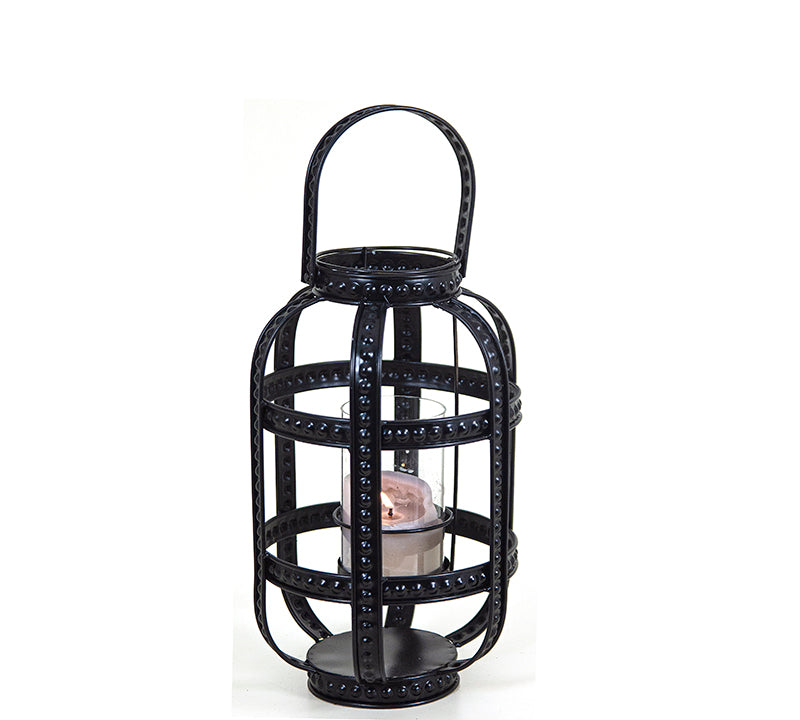 Vintage μαύρο σιδερένιο φανάρι σχ.οβάλ 32,5cm