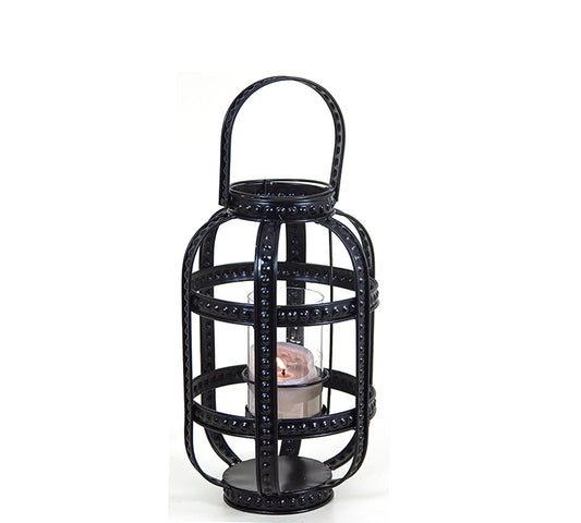 Vintage μαύρο σιδερένιο φανάρι σχ.οβάλ 32,5cm