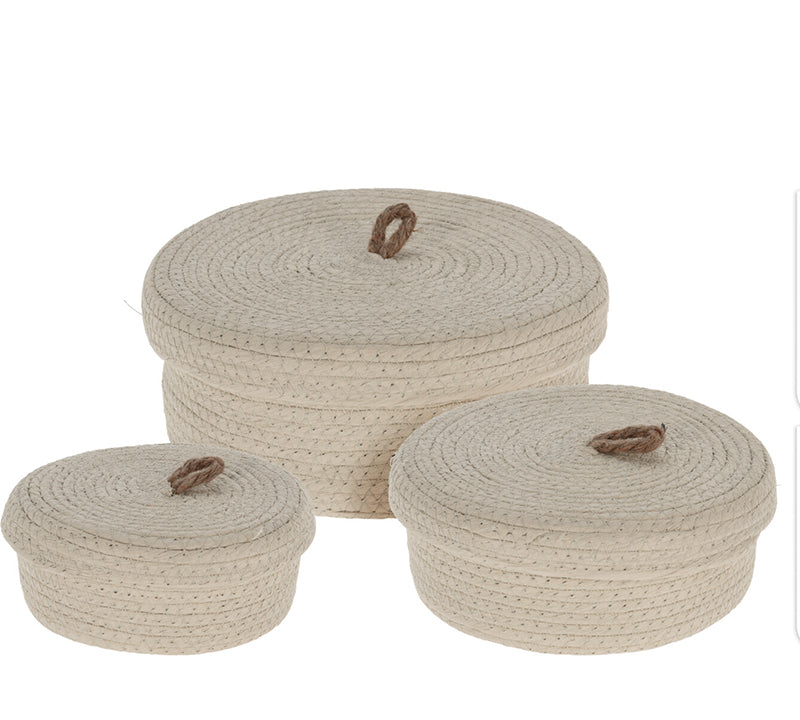 Στρογγυλό κουτί με καπάκι Σ/3, εκρού χρ.