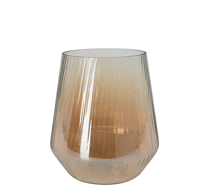 Γυάλινο φανάρι κεριού,14.5x15.5cm,χρυσό χρ.