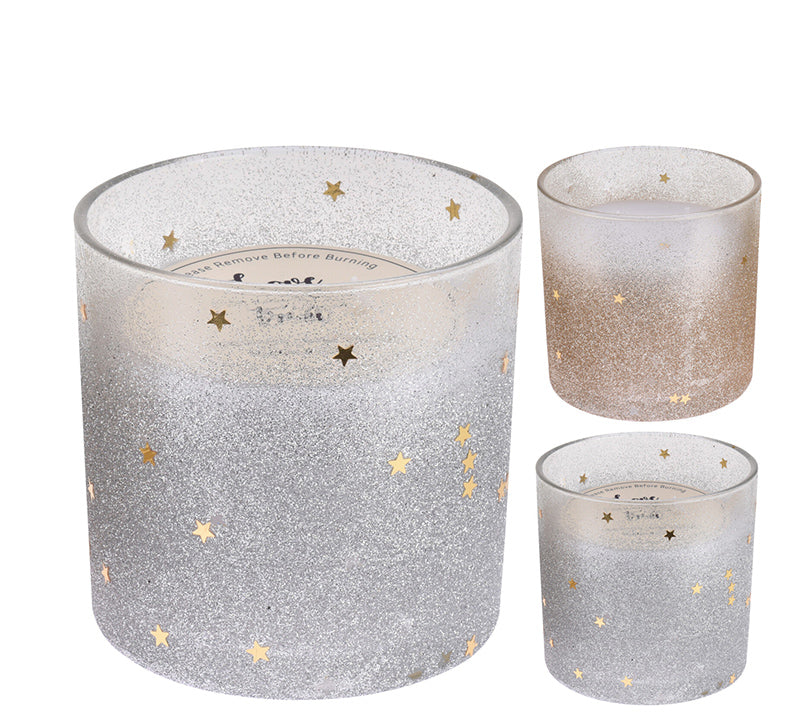 Κερί σε γυάλλα με χριστ/κο ντεκόρ, 2χρ.10x10cm