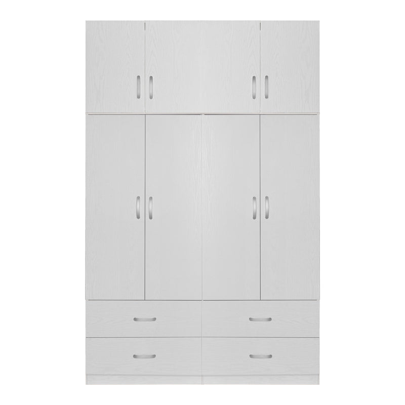 Ντουλάπα ρούχων τετράφυλλη με πατάρι Zelia A pakoworld με 4 συρτάρια χρώμα λευκό 158x42x240εκ