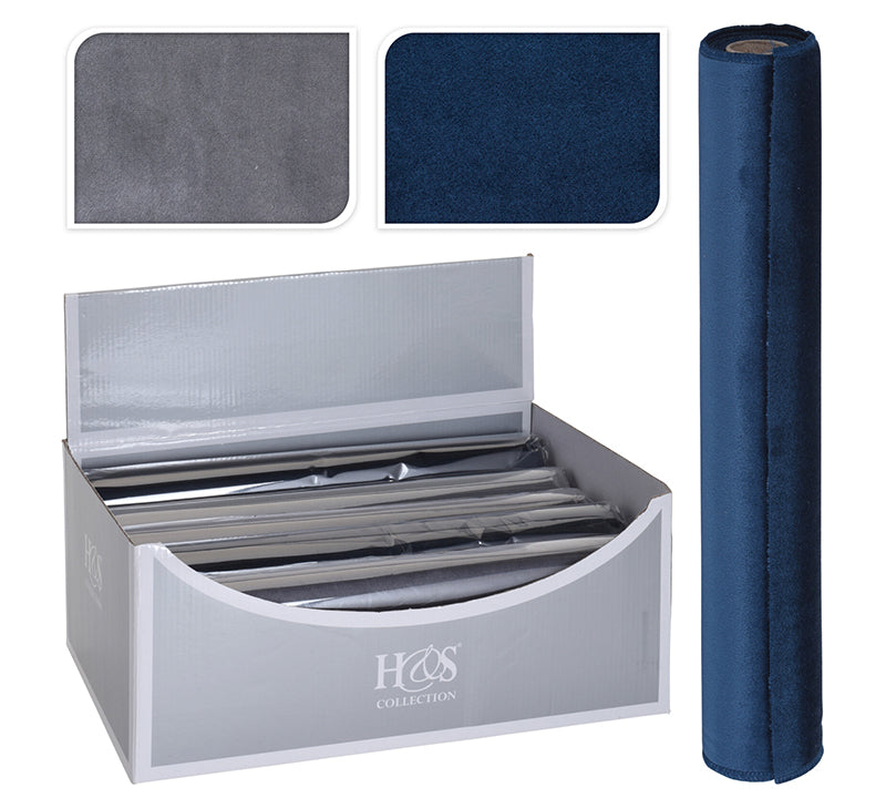 Τραβέρσα βελούδο 2χρ.(Γκρι/Μπλε) 36x200cm