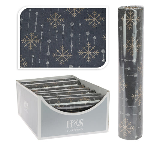 Τραβέρσα Cotton γκρι χρυσά&ασημί εντελβάις,28x270cm