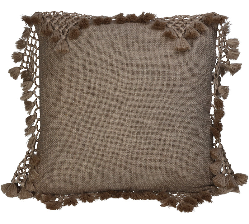 Μαξιλάρι μακραμέ καφέ, 45x45cm