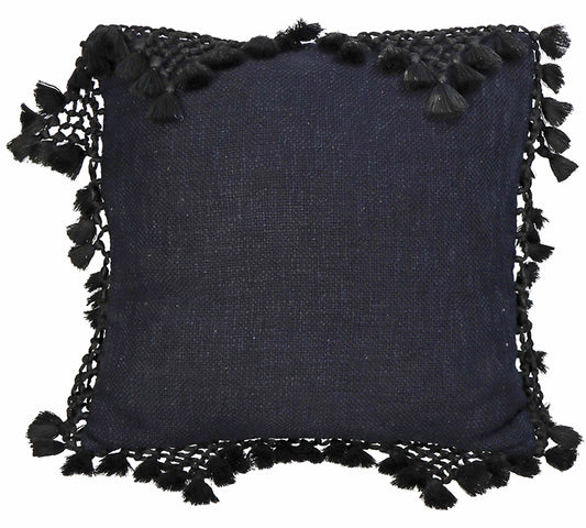 Μαξιλάρι μακραμέ μαύρο, 45x45cm