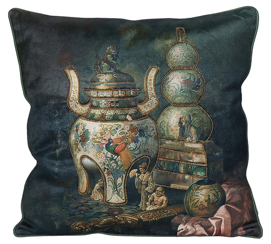 Βελούδινο μαξιλάρι με γιαπωνέζικο photoprint, 45x45cm