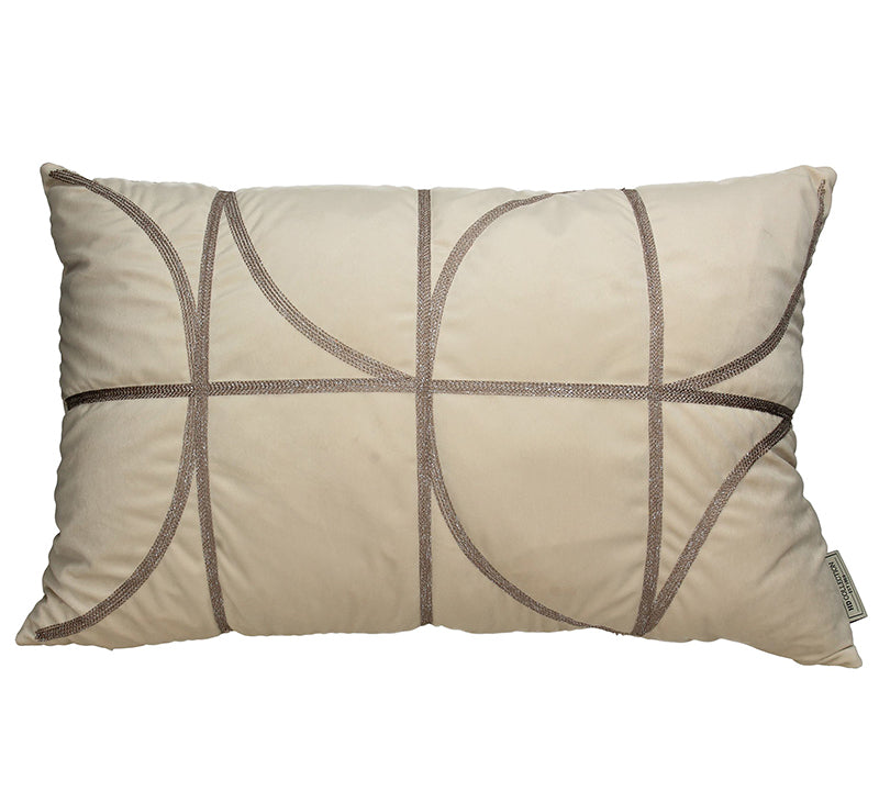 Μαξιλάρι βελούδινο με γεωμετρικά σχ.,μπεζ,40x60cm