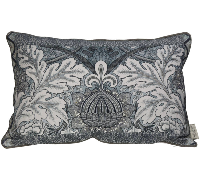 Μαξιλάρι vintage με κέντημα γκρι,40x60cm