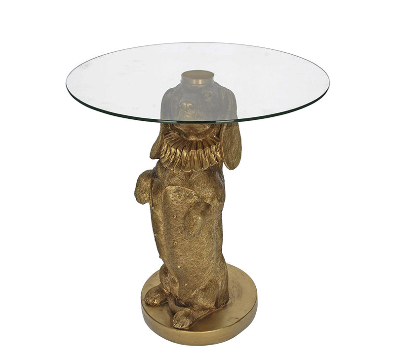 Γυάλινο τραπεζάκι με βάση φιγουρα σκύλου 40x45cm