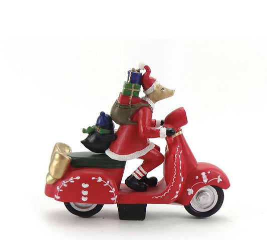 Ελάφι με δώρα & αρκουδο σε βέσπα,15.5cm