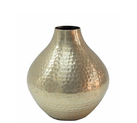 Σφυρήλατο βάζο αλουμινίου, ματ χρυσό 26x26cm